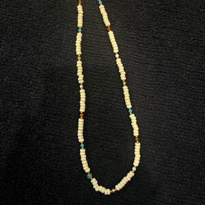 Elegant Beaded Necklace - Cream and Brown